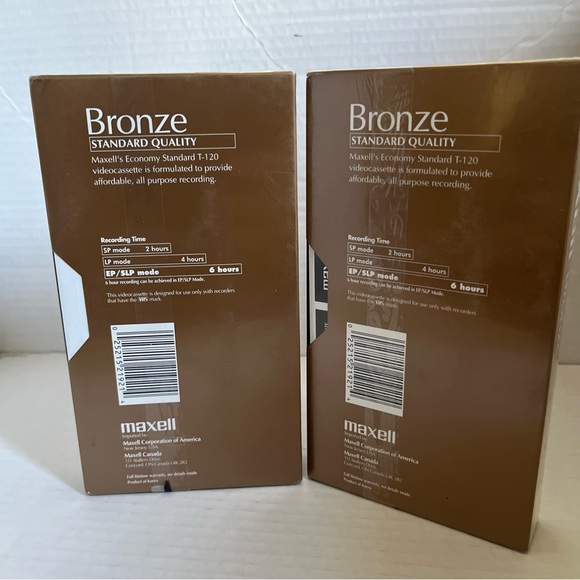 Lot 2 Maxell Bronze Standard Quality VHS VCR Tapes 6 Hours T-120 Blank NEW - Picture 2 of 2